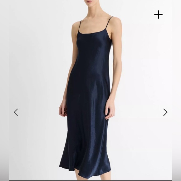 Vince Dresses & Skirts - Vince | Navy Blue Satin Slip Midi Dress